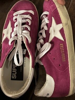 New GGDB Magenta violet Suede Star Accent Sneakers with White Laces 35